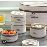 4-in-1 Insulated Thermal Lunch Box Set with Carrying Bag & Cutlery, Stackable Stainless Steel Food Storage Containers