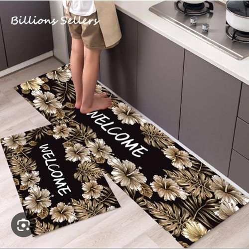 High quality HEAVY grip Rubber underside floor 2pcs set 3D kitchen mat NON SLIP