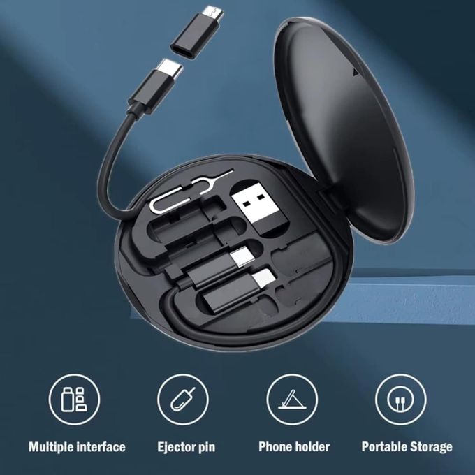 Data cable set -Multi-Function USB Adapter Card Storage Set,60W Fast Charge,USB-C/USB-A/Micro-USB/Charging Cable Kit, Sim Card Tray Eject Pin, Hidden Bracket (excluding Micro SD Cards)