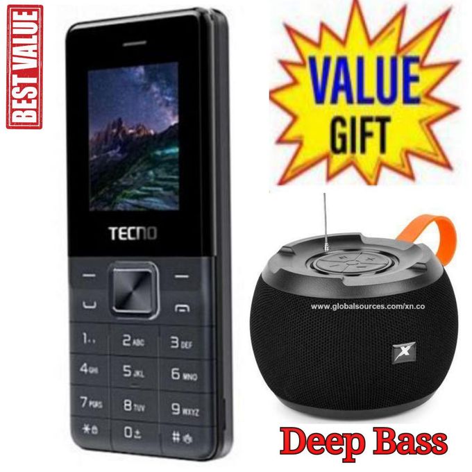 Tecno BEST BUTTON PHONE // T301 2/Dual Sim,Button/KABAMBE/KATULULU/MULIKA MWIZI +FREE BLUETOOTH SPEAKER .