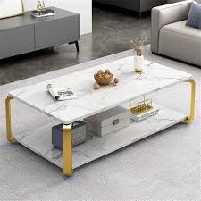 Wooden/MDF Marble Top Pattern Effect Durable Coffee Table