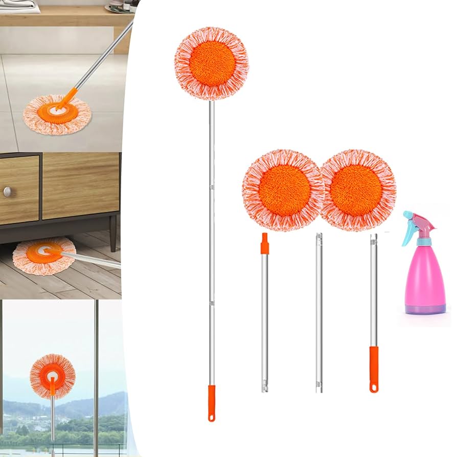 Detachable Adjustable length max 190cm mop only Heavy Duty Floor Cleaning Tool for Home, Office, Kitchen, and Wet or Dry Surfaces Easy to Store and Durable now available in orange colour