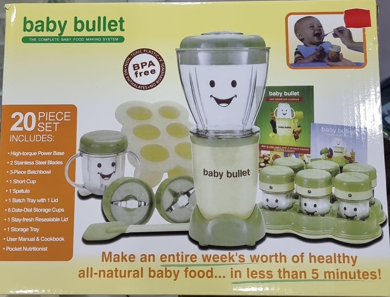 200W Baby bullet food making system now Puree Maker, Puree Grinder for Fruit, Veggies, Meat, Baby Feeding Essentials available in green colour