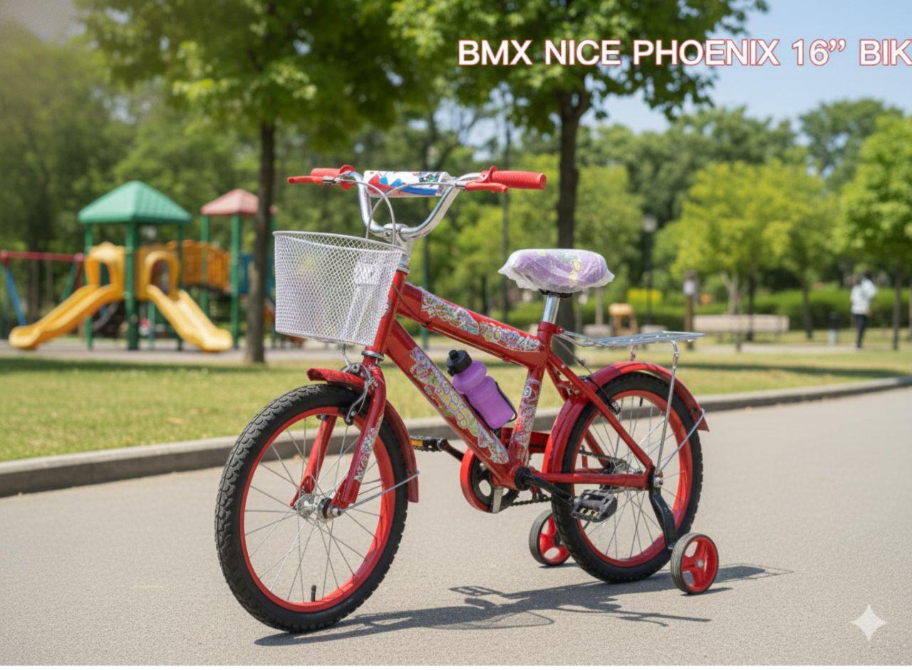 Kids bicycle niche phoenix  Bmx size 16 Durable steel frame for easy maneuverability.Comfortable Saddle Provides a comfortable riding experience for kids.