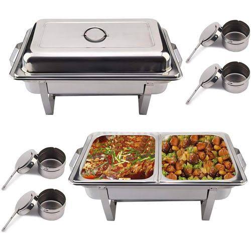 11L Double Compartment Stainless Steel Food Warmer Buffet Chafing Dish stainless steel food warmer designed for catering and buffet service.
