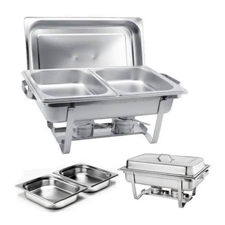 11L Double Compartment Stainless Steel Food Warmer Buffet Chafing Dish stainless steel food warmer designed for catering and buffet service.