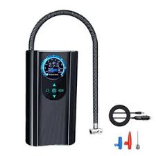 Car cigar powered portable air inflating pump a compact electric compressor designed for emergency roadside use.