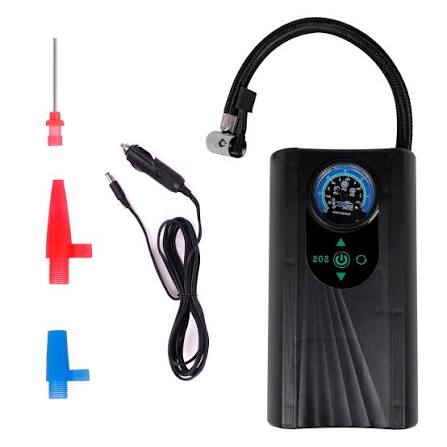 Car cigar powered portable air inflating pump a compact electric compressor designed for emergency roadside use.