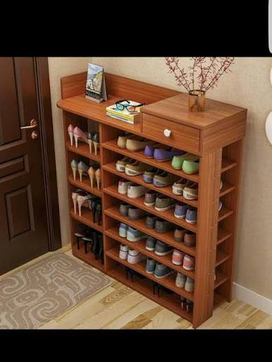 Shoe Rack, 7-Layer Wooden Shoe Cabinet, Vertical Shoe Storage Rack with Drawers, Suitable for Entrance Corridor Living Room Bedroom Wardrobe Storage