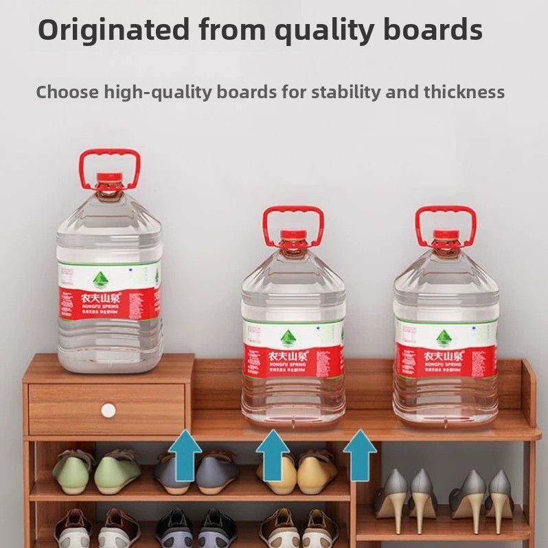 Shoe Rack, 7-Layer Wooden Shoe Cabinet, Vertical Shoe Storage Rack with Drawers, Suitable for Entrance Corridor Living Room Bedroom Wardrobe Storage