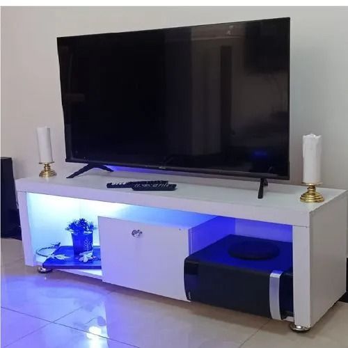 AMSTERDAM 4ft (120cm) Modern TV Stand with LED Lights | Laminated Wood Unit for 14"-55" TVs | 35kg Max Load