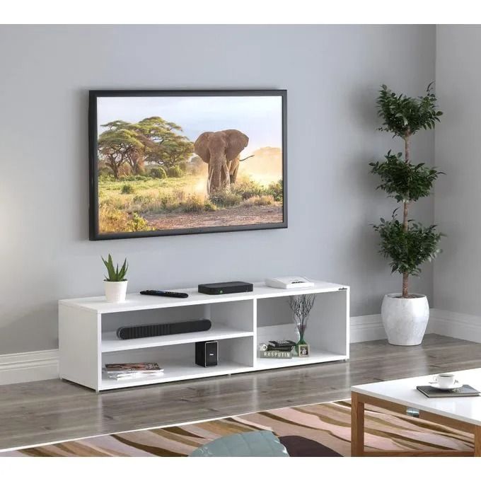 RIKO 4FT (120cm) Modern TV Stand | Fixed MDF Media Unit | Wood Look Finish, Fully Assembled.