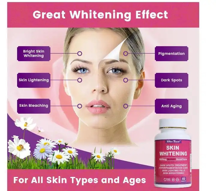 Daynee Skin Whitening Capsules Clears Dark Spot Glutathione Whitening Dark Spots & Acne Scar Remover - 5000g - Made in USA - Vegan Skin Bleaching with Anti-Aging & Antioxidant Effect