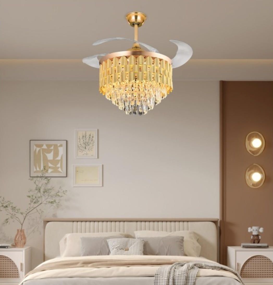 MODI LED Ceiling Fan with Light 3 Color Dimmable Bluetooth Speaker Remote Control Modern Fan Lamp for Living Room Bedroom