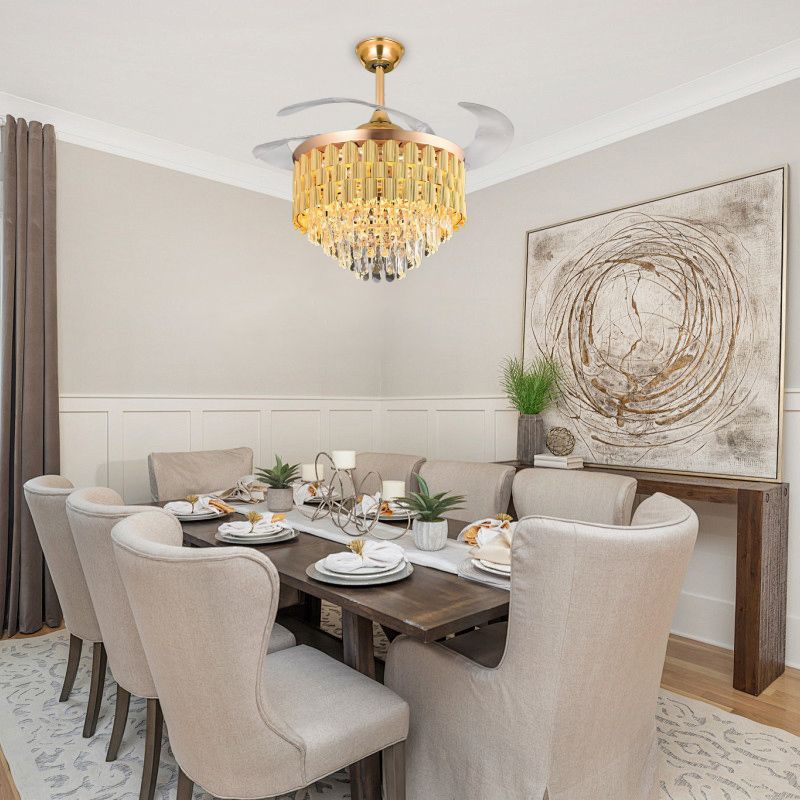 MODI LED Ceiling Fan with Light 3 Color Dimmable Bluetooth Speaker Remote Control Modern Fan Lamp for Living Room Bedroom