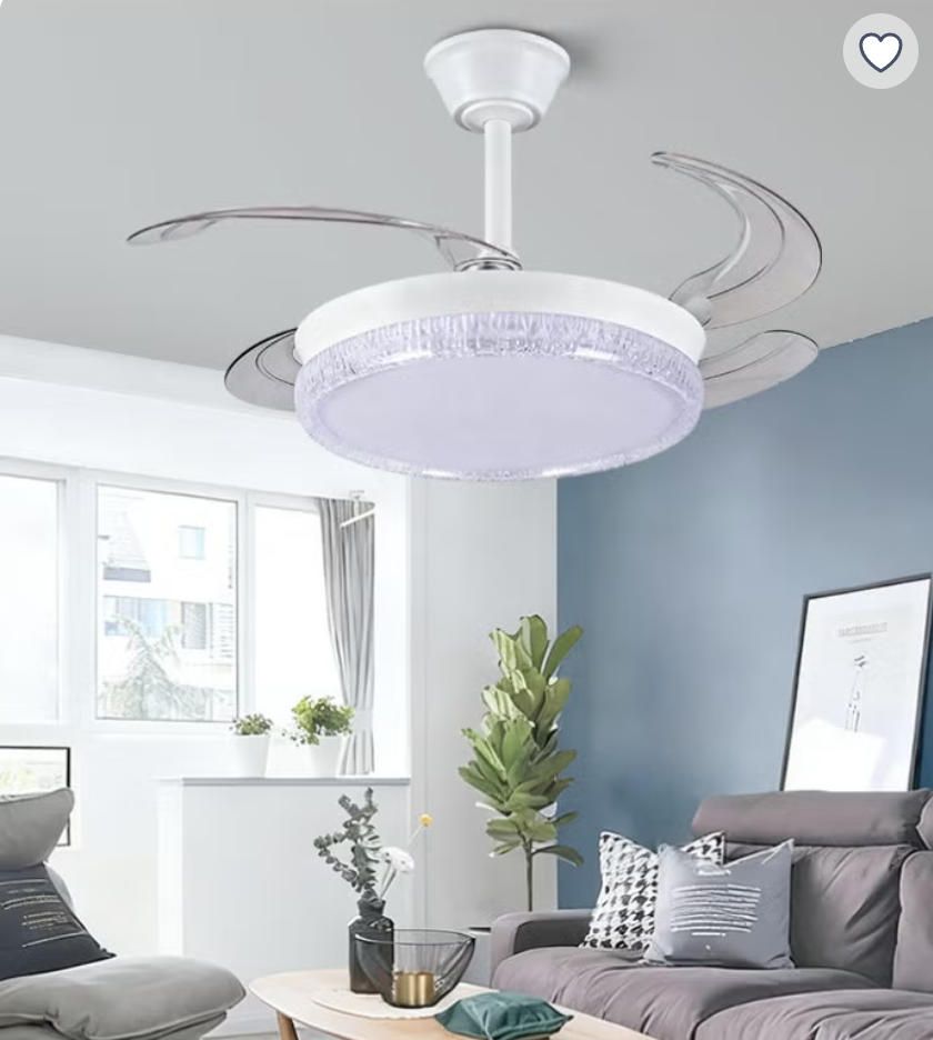 MODI 72W LED Ceiling Fan Light with Remote Control, Modern Retractable Blades, Silent Motor, 3 Color Dimmable Light , Low Noise Ceiling Fan for Bedroom Living Room Kitchen