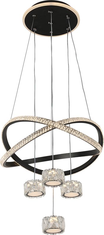 Modern and luxurios chandelier, LED chandelier with 3 lighting colors, black pendant lamp with 4 balls LED  Light, indoor lighting . (Black color)