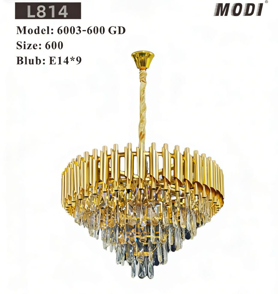 Round K9 Crystal Chandelier | Modern Chandelier Light Fixture for Hallway, Living Room, Hotel & Black Gold Chandelier - Modern Living Room Jhumar with K9 Crystal or  Tier LED Light.