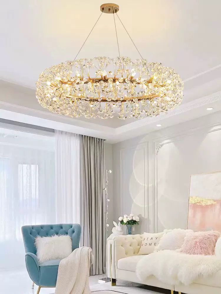 MODI Luxury Crystal Chandelier Modern Art Decor Ceiling Light, Living Room Dining Bedroom Lamp Full Home Package