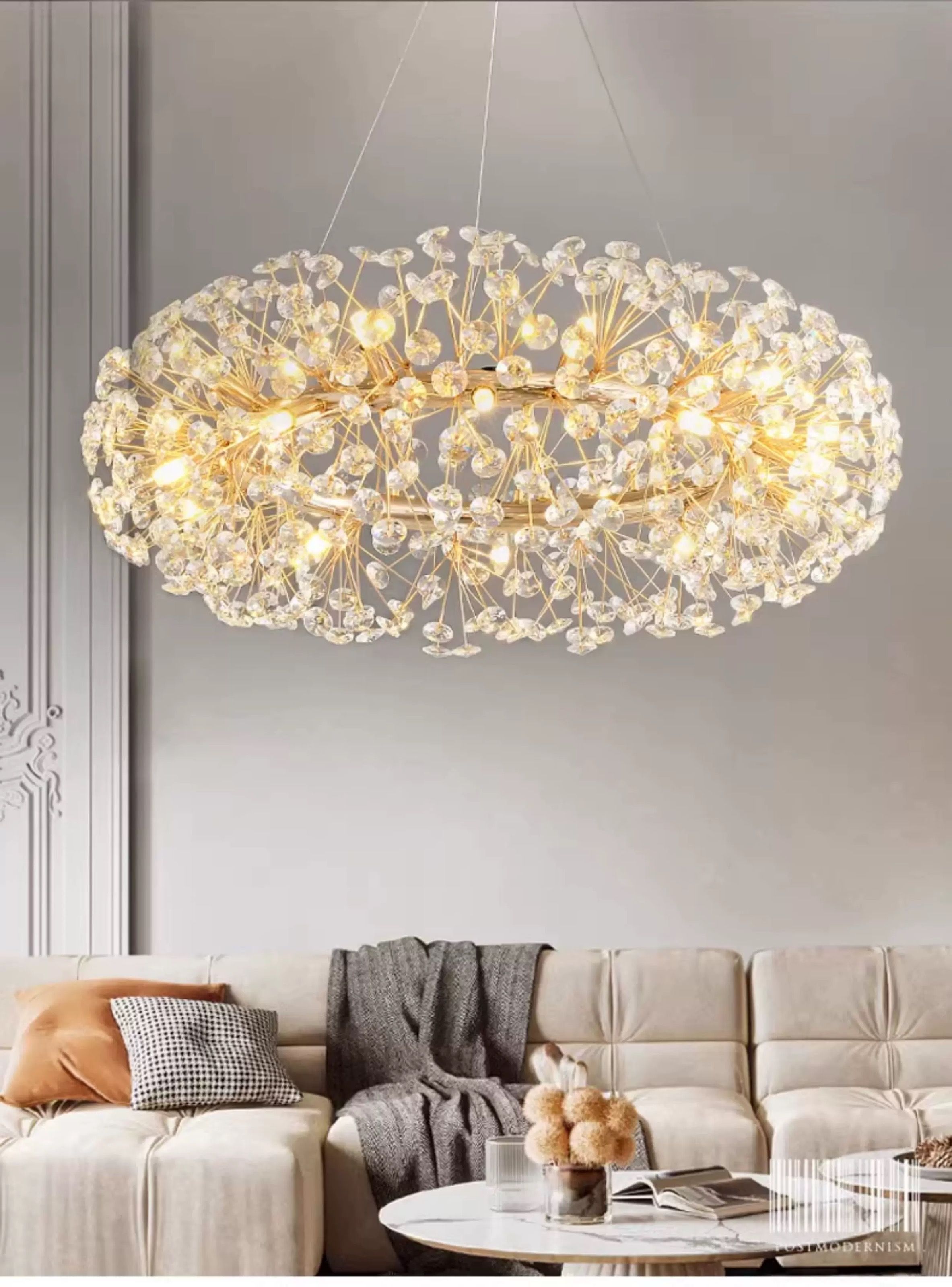 MODI Luxury Crystal Chandelier Modern Art Decor Ceiling Light, Living Room Dining Bedroom Lamp Full Home Package