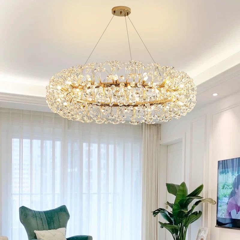 MODI Luxury Crystal Chandelier Modern Art Decor Ceiling Light, Living Room Dining Bedroom Lamp Full Home Package