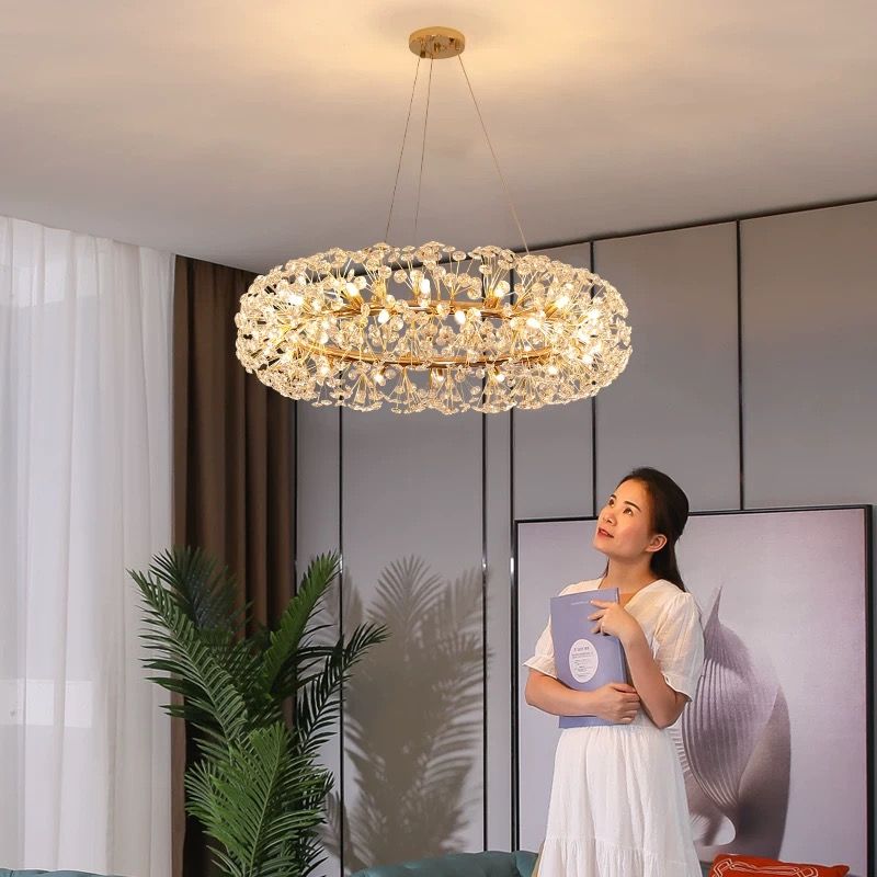 MODI Luxury Crystal Chandelier Modern Art Decor Ceiling Light, Living Room Dining Bedroom Lamp Full Home Package