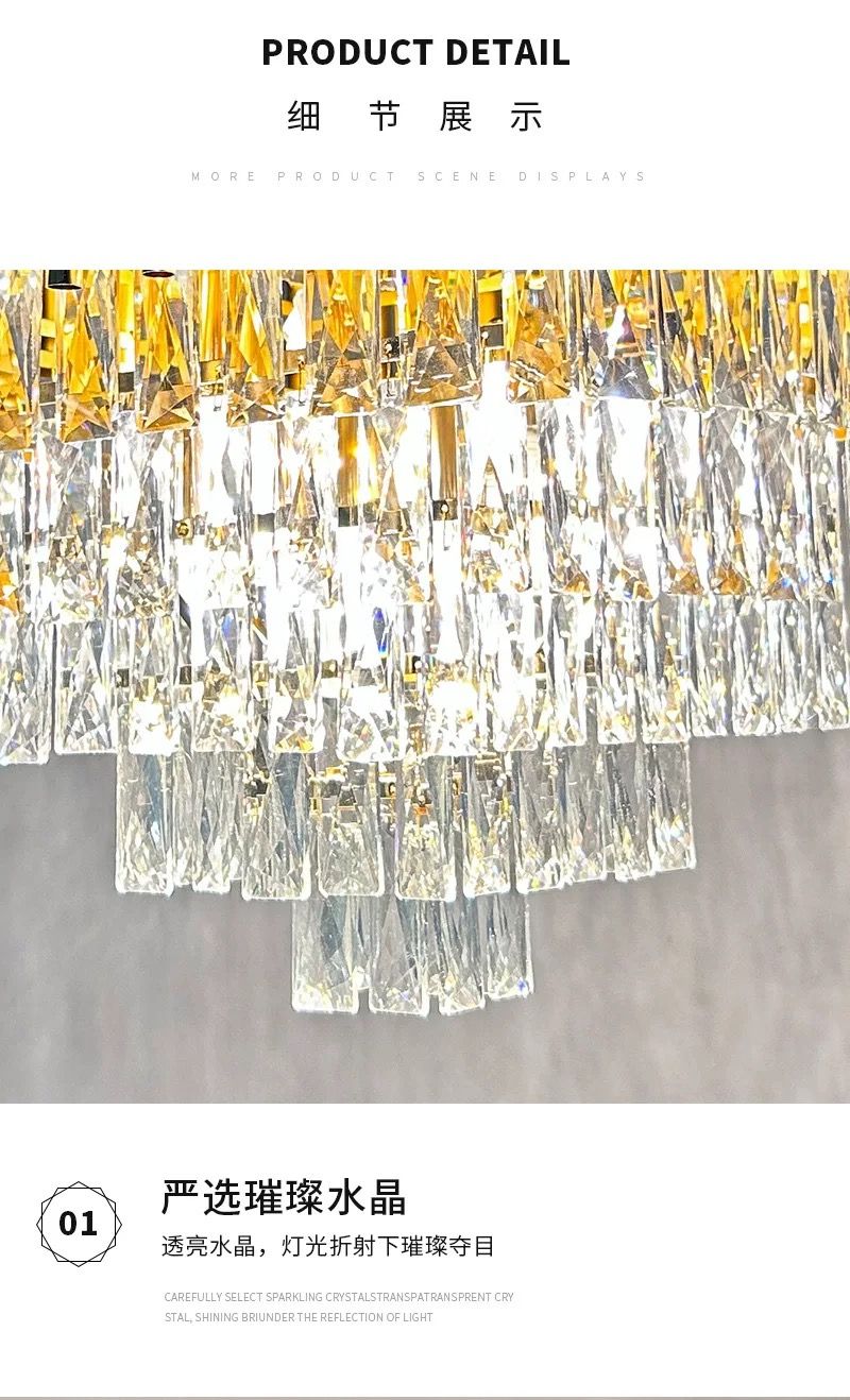 MODI High-End Light Luxury Crystal Ceiling Chandelier, Modern Art Decor Ceiling Light for Living Room, Dining Room & Bedroom, Full House Lighting Set