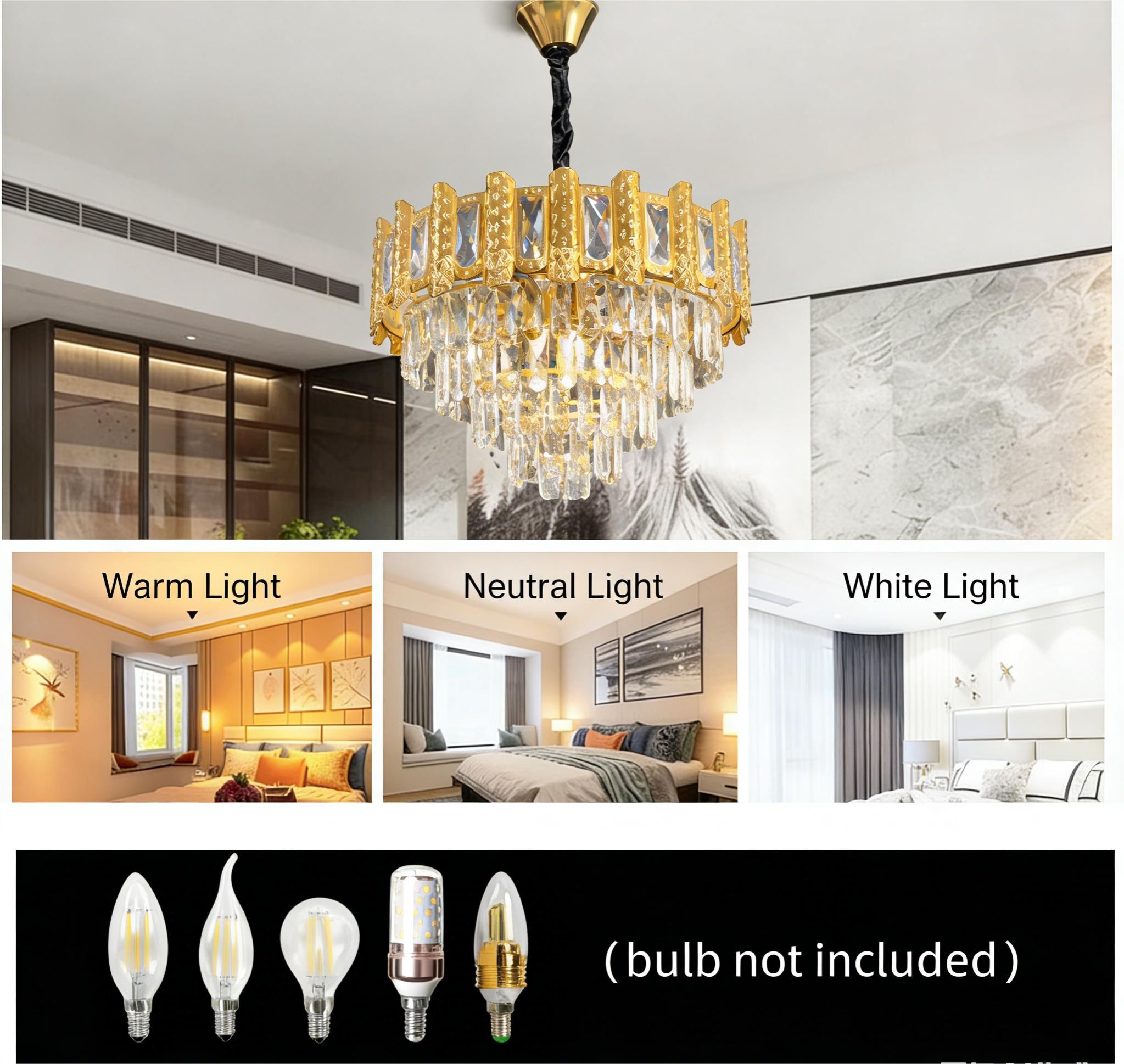 MODI Luxury Crystal Flush Mount Ceiling Light, Gold Modern LED Ceiling Lamp for Living Room Bedroom Hallway, Elegant Cube - Shape Crystal Chandelier Lighting Fixture