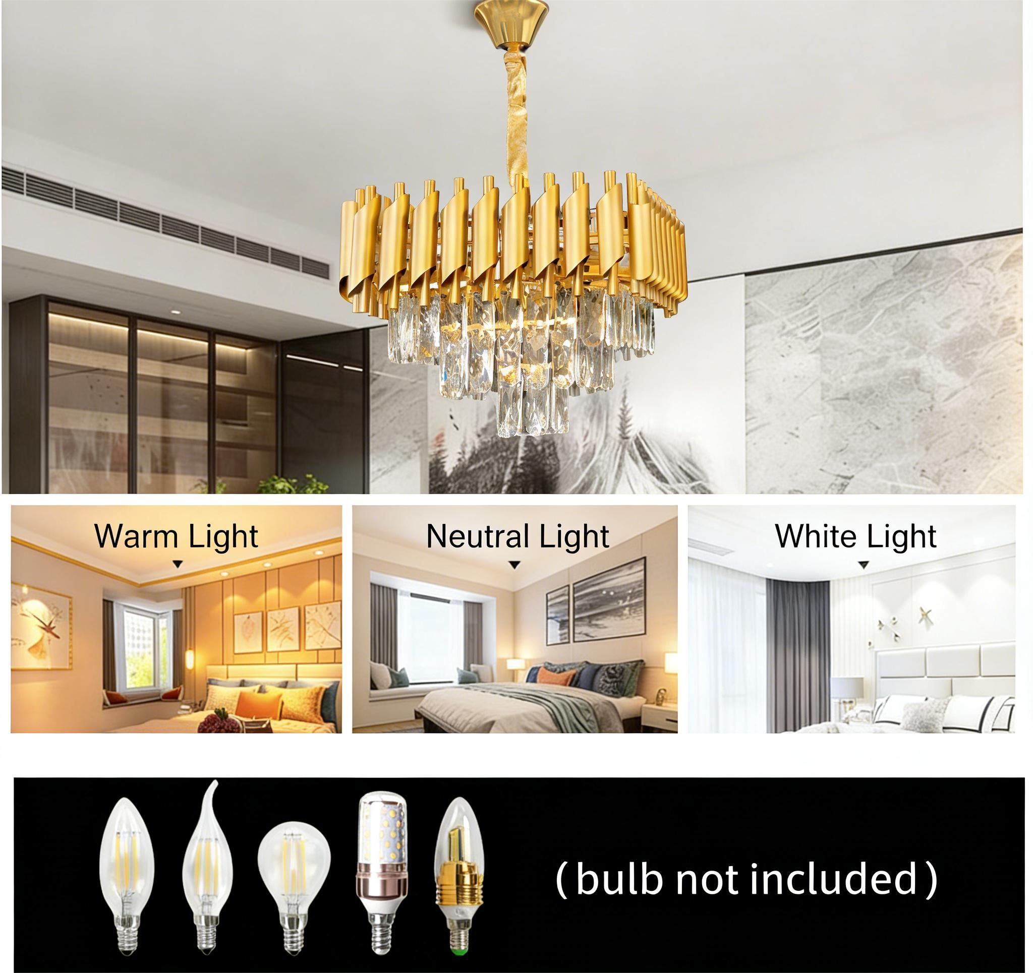 MODI High-End Light Luxury Crystal Ceiling Chandelier, Modern Art Decor Ceiling Light for Living Room, Dining Room & Bedroom, Full House Lighting Set