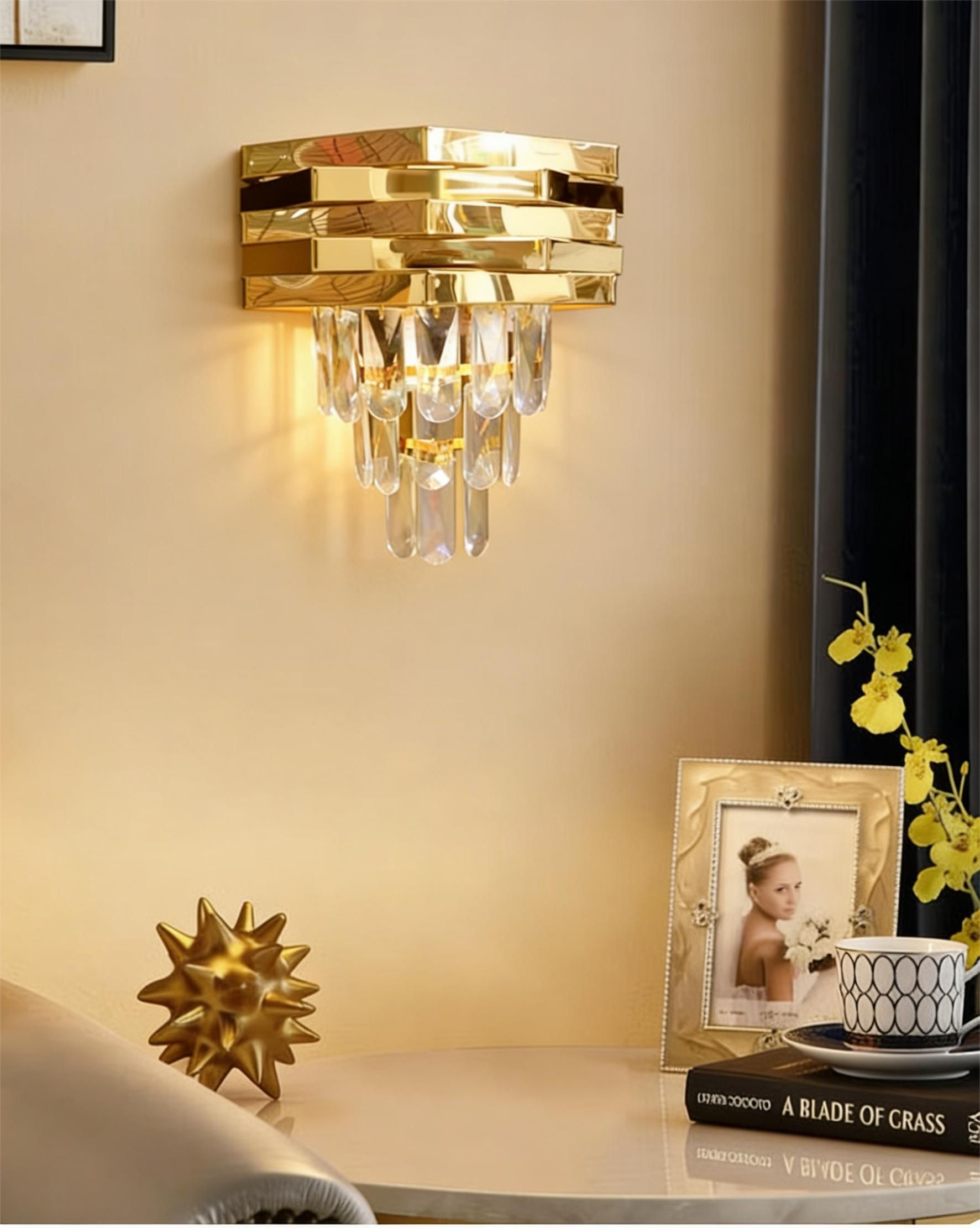 MODI Luxury Crystal Chandelier Living Room,  Gold Modern Crystal Chandelier Lamp, Round Crystal Chandelier Light For Dining Room, Hotel Hall Art Decor