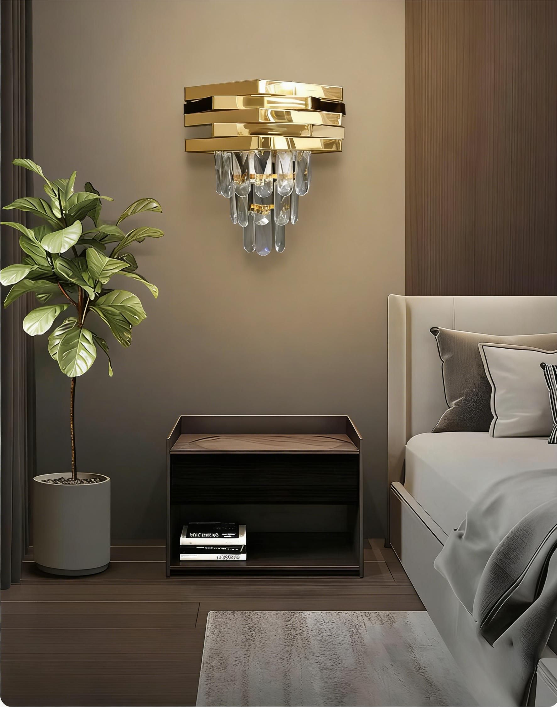 MODI Luxury Crystal Chandelier Living Room,  Gold Modern Crystal Chandelier Lamp, Round Crystal Chandelier Light For Dining Room, Hotel Hall Art Decor