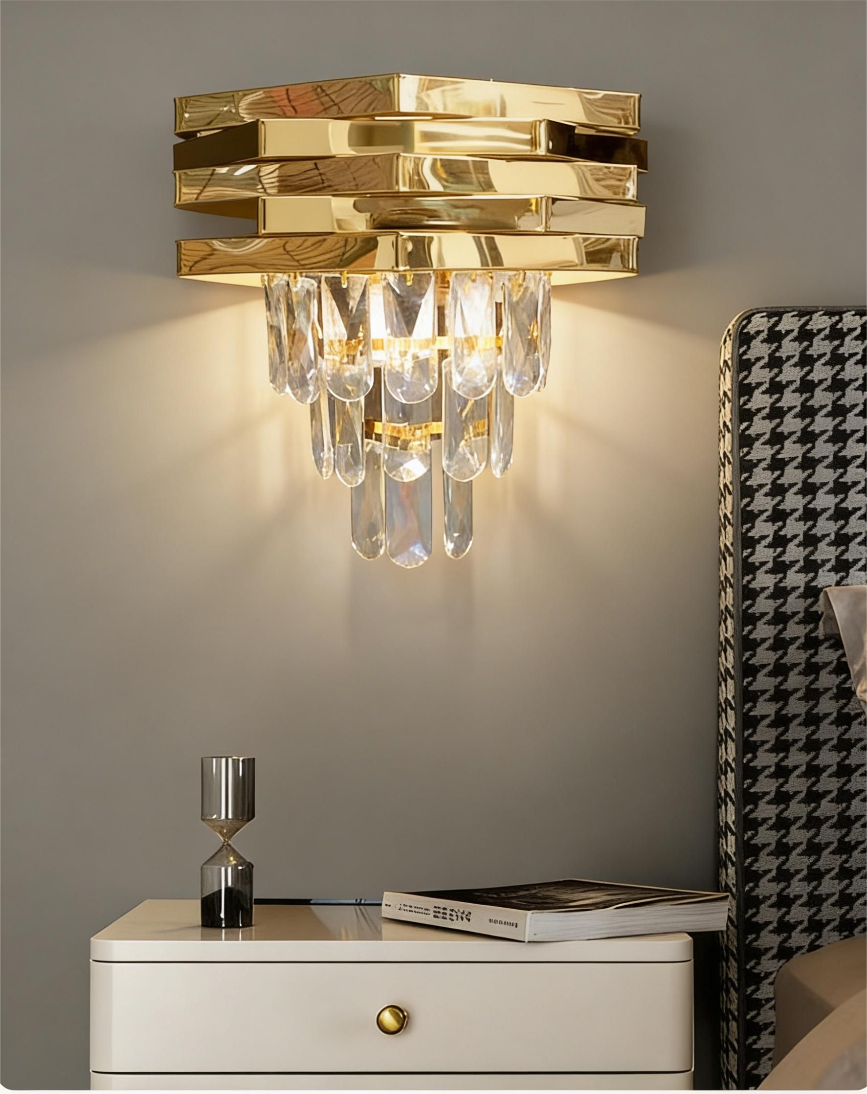 MODI Luxury Crystal Chandelier Living Room,  Gold Modern Crystal Chandelier Lamp, Round Crystal Chandelier Light For Dining Room, Hotel Hall Art Decor