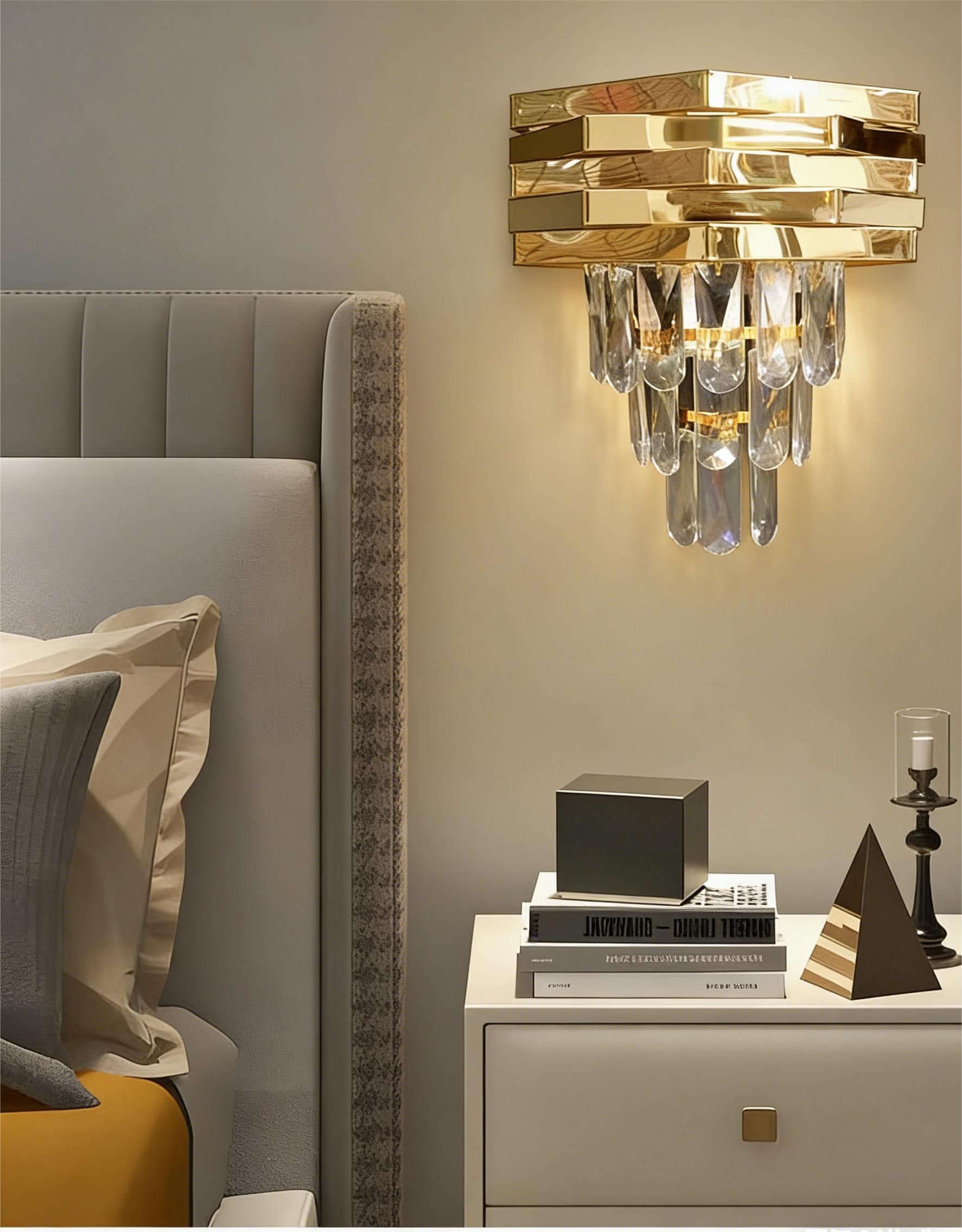 MODI Luxury Crystal Chandelier Living Room,  Gold Modern Crystal Chandelier Lamp, Round Crystal Chandelier Light For Dining Room, Hotel Hall Art Decor