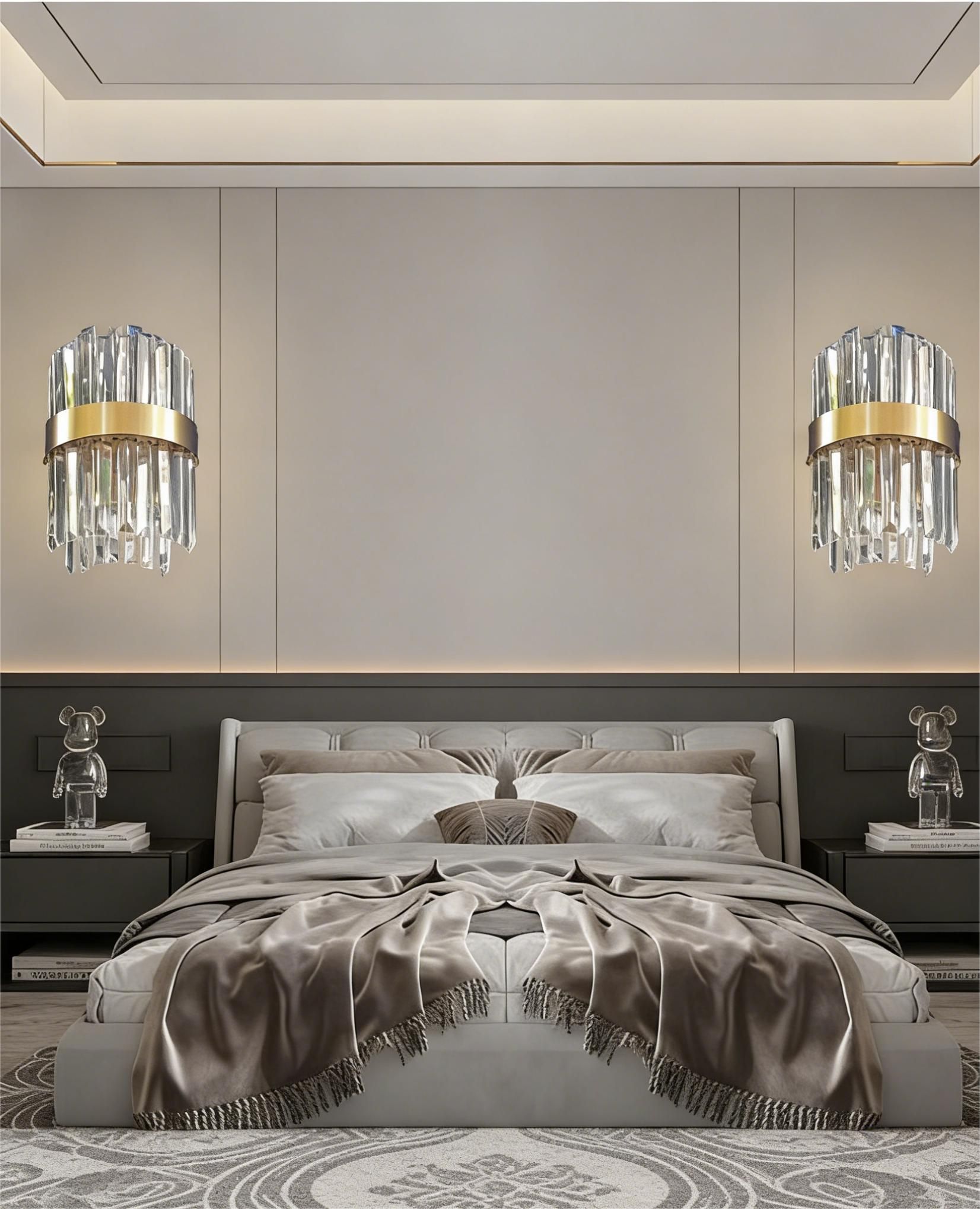 MODI Crystal Wall Lamp,Modern White Wall lamp Sconce,Luxury Creative Crystal Wall Light Fixture for Living room Bedside Hallway Stairway Corridor Lighting,2W