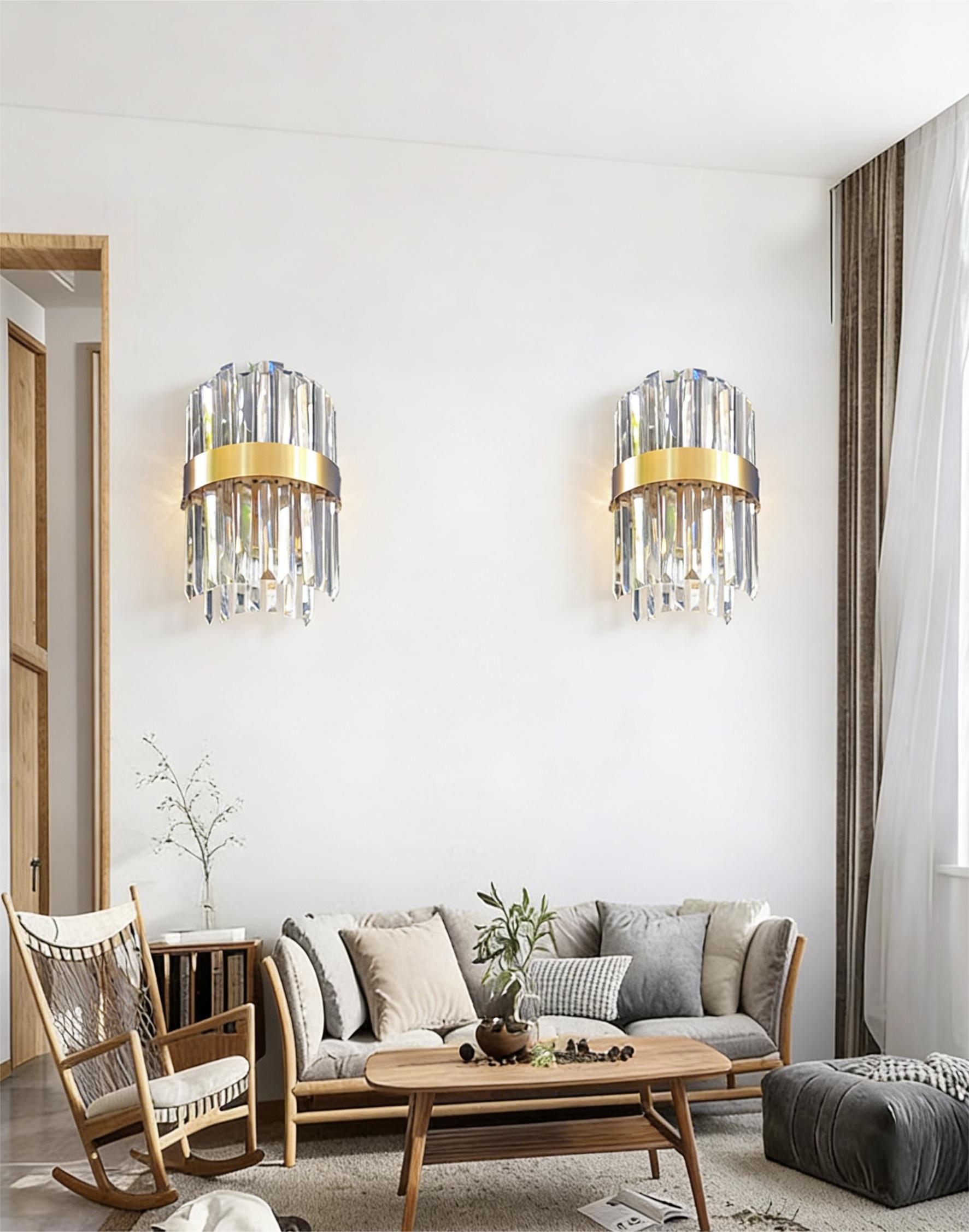 MODI Crystal Wall Lamp,Modern White Wall lamp Sconce,Luxury Creative Crystal Wall Light Fixture for Living room Bedside Hallway Stairway Corridor Lighting,2W