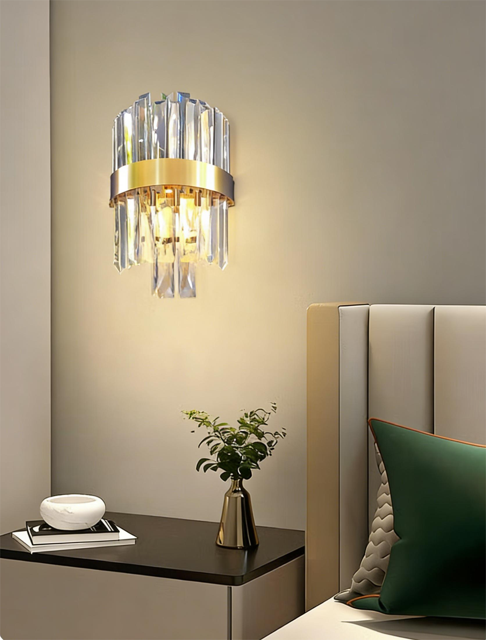 MODI Crystal Wall Lamp,Modern White Wall lamp Sconce,Luxury Creative Crystal Wall Light Fixture for Living room Bedside Hallway Stairway Corridor Lighting,2W