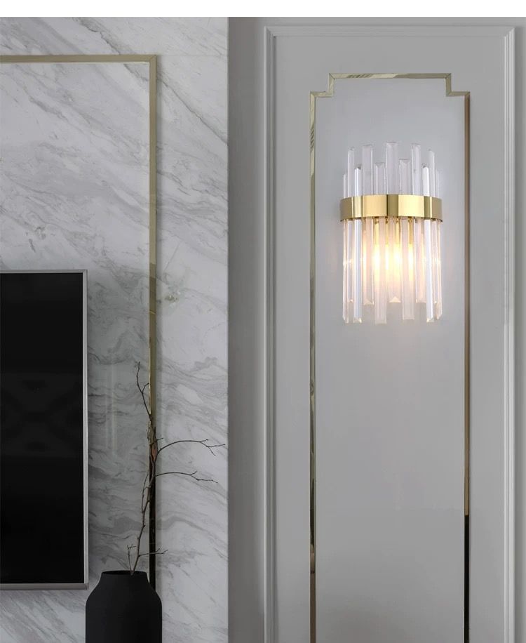 MODI Crystal Wall Lamp,Modern White Wall lamp Sconce,Luxury Creative Crystal Wall Light Fixture for Living room Bedside Hallway Stairway Corridor Lighting,2W