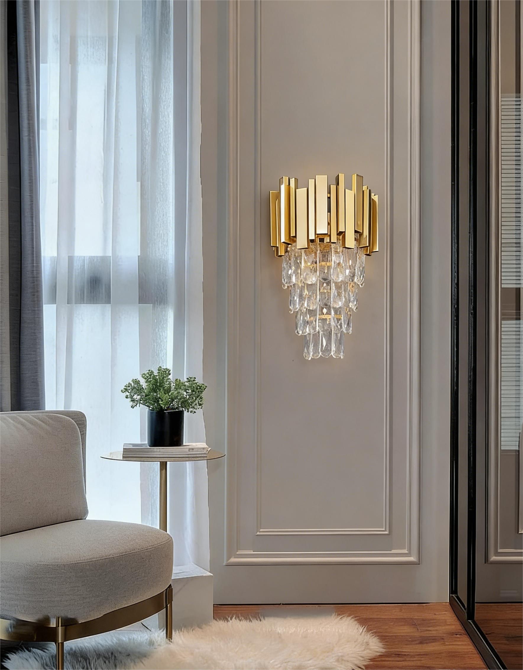 MODI Luxury Multi-Layer Crystal Chandelier, Modern Elegant Ceiling Pendant Lamp for Living Room, Dining Room & Bedroom