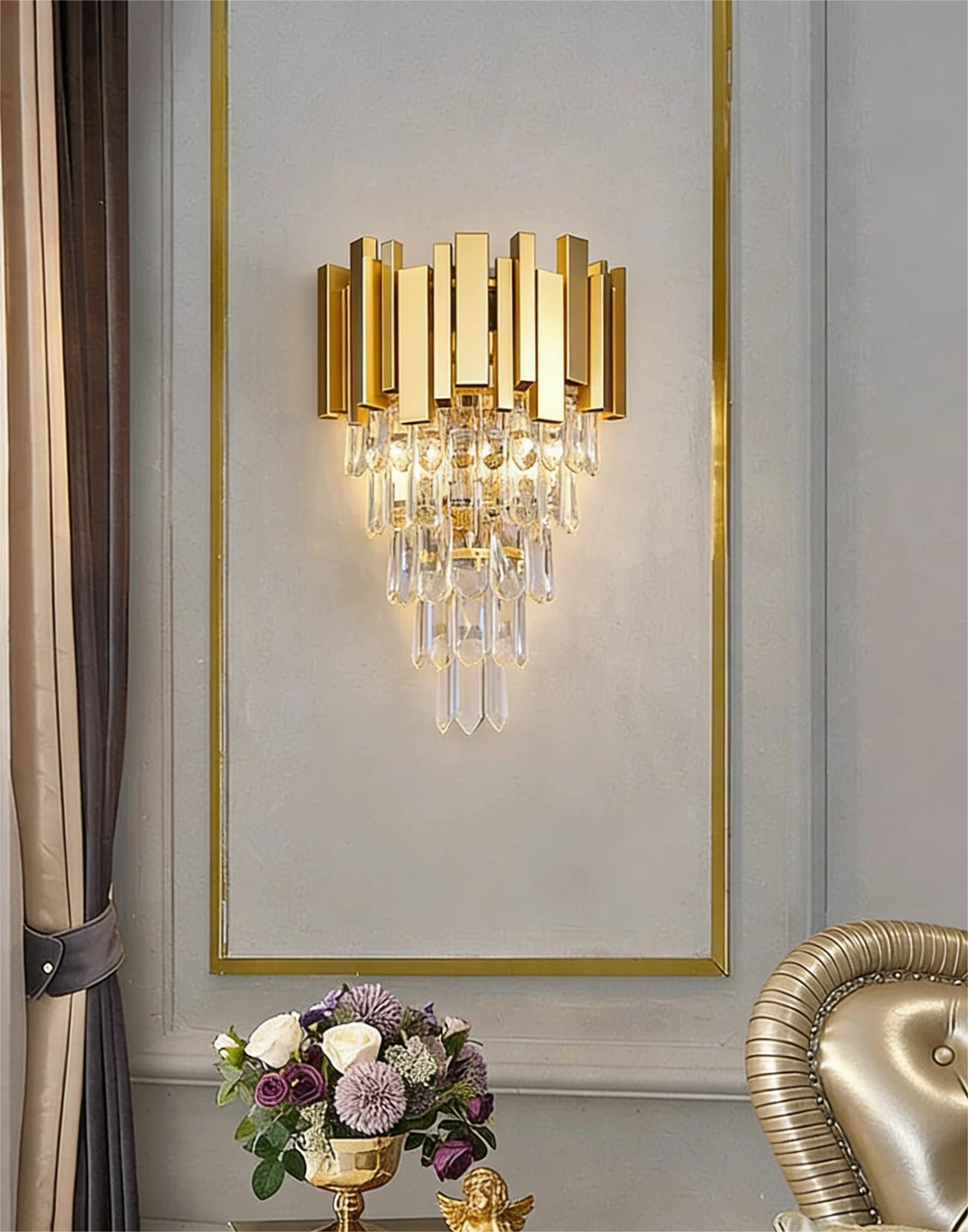 MODI Luxury Multi-Layer Crystal Chandelier, Modern Elegant Ceiling Pendant Lamp for Living Room, Dining Room & Bedroom