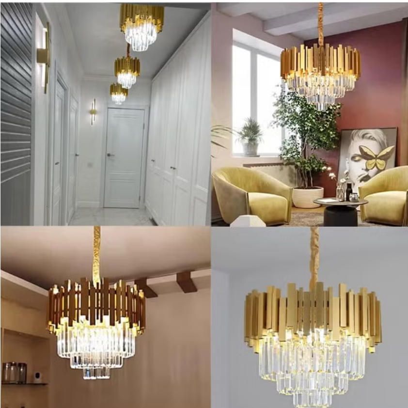 MODI Luxury Multi-Layer Crystal Chandelier, Modern Elegant Ceiling Pendant Lamp for Living Room, Dining Room & Bedroom