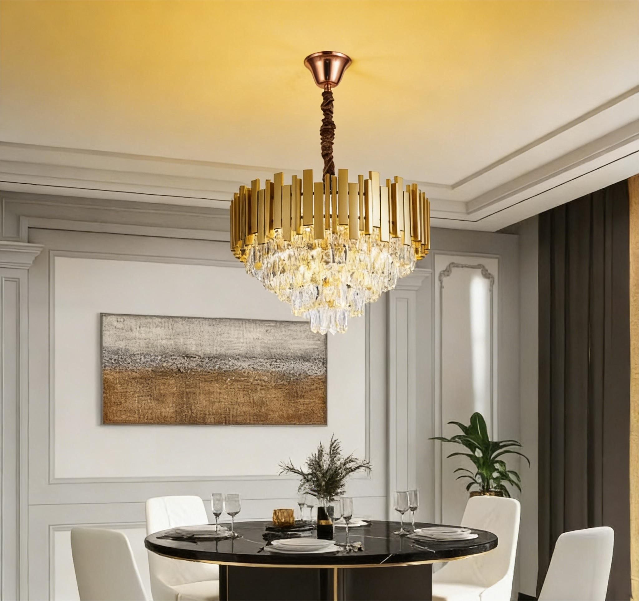 MODI Luxury Multi-Layer Crystal Chandelier, Modern Elegant Ceiling Pendant Lamp for Living Room, Dining Room & Bedroom