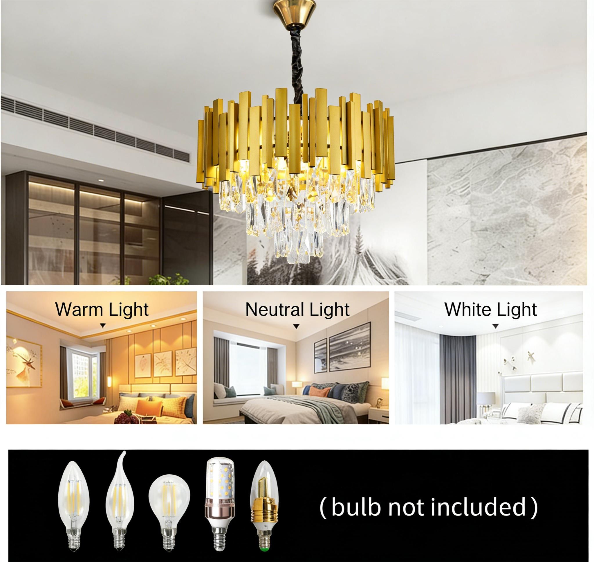MODI Luxury Multi-Layer Crystal Chandelier, Modern Elegant Ceiling Pendant Lamp for Living Room, Dining Room & Bedroom