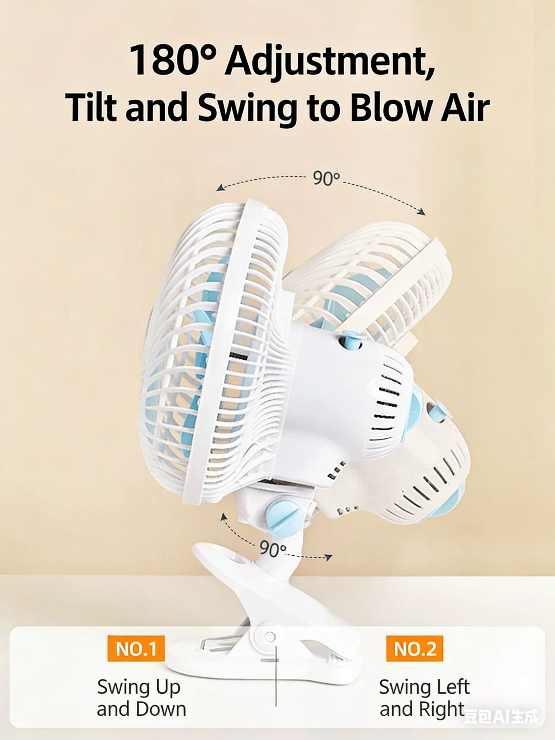 MODI 6 Inch Portable Mini Clip Fan, Super Powerful Quiet 180° Oscillating Desktop Fan for Home Office Bedroom