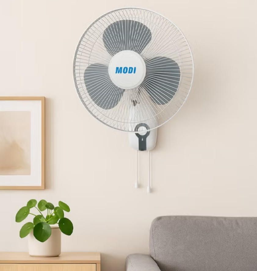 MODI 16-Inch Wall Fan 3-Speed Settings Powerful Airflow Silent Motor Oscillation & Timer Ideal for Home & Office
