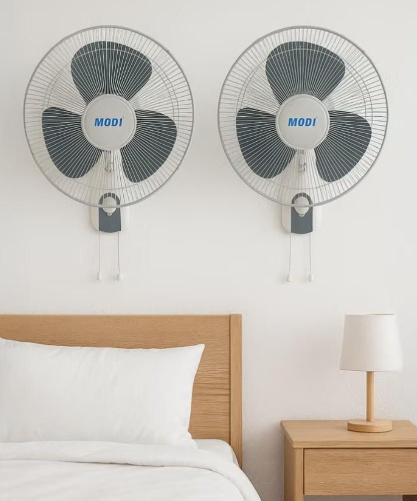 MODI 16-Inch Wall Fan 3-Speed Settings Powerful Airflow Silent Motor Oscillation & Timer Ideal for Home & Office