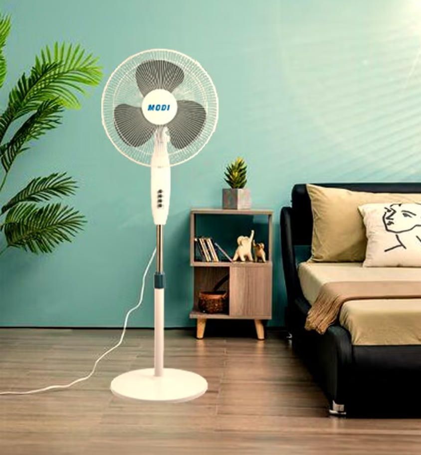MODI Quiet Standing Pedestal Fan, Adjustable Speed Energy Saving Floor Fan for Home Bedroom Living Room