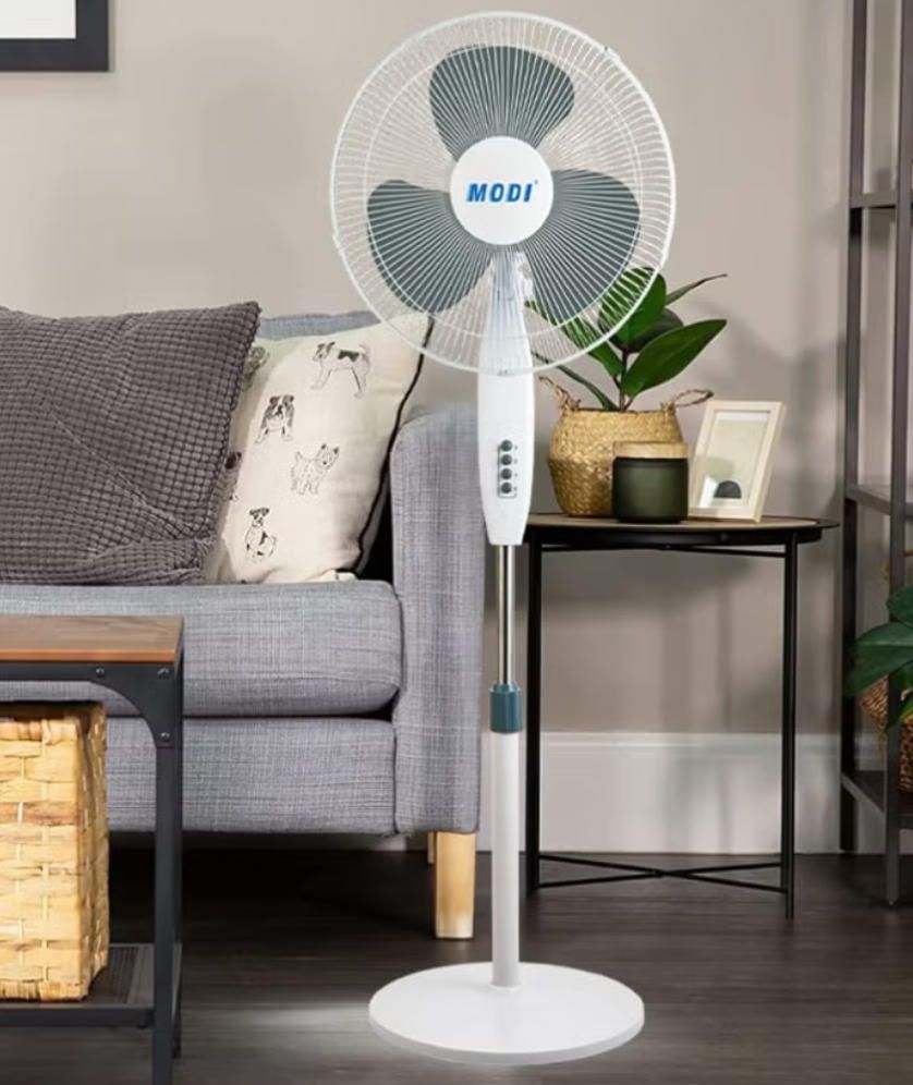 MODI Quiet Standing Pedestal Fan, Adjustable Speed Energy Saving Floor Fan for Home Bedroom Living Room