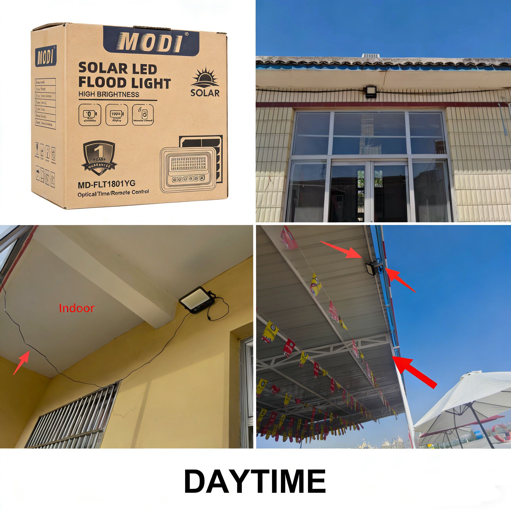 MODI New Solar Outdoor Lights, Solar Powered Light Wall Lamp，Super Bright High Power Waterproof LED Garden Street Lights for Yard, Home, Garage and Pathway