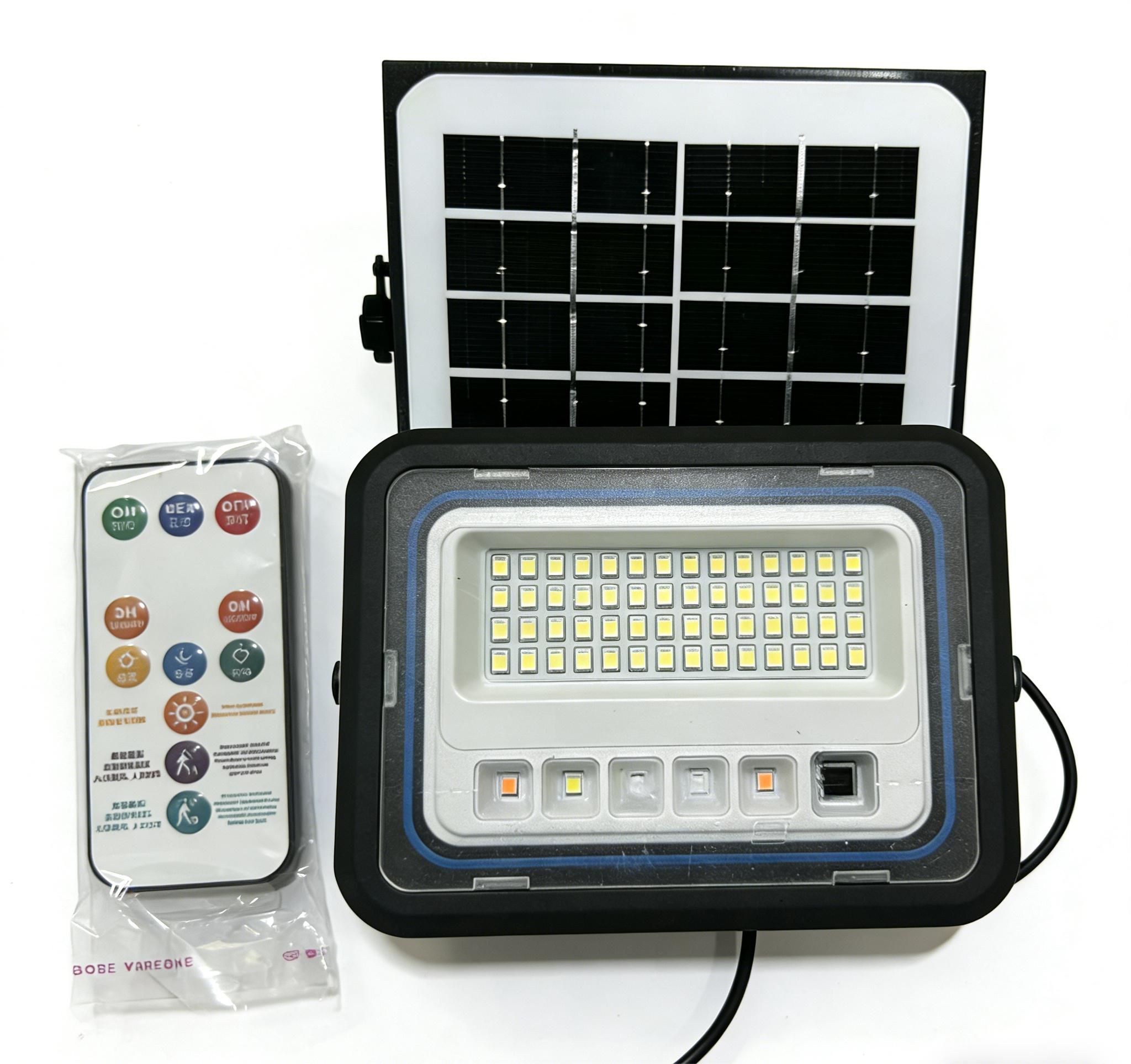 MODI Solar Flood Light, Waterproof Rechargeable Emergency Spotlight with Remote Control for Garden Outdoor Indoor Wall Street Landscape Lighting