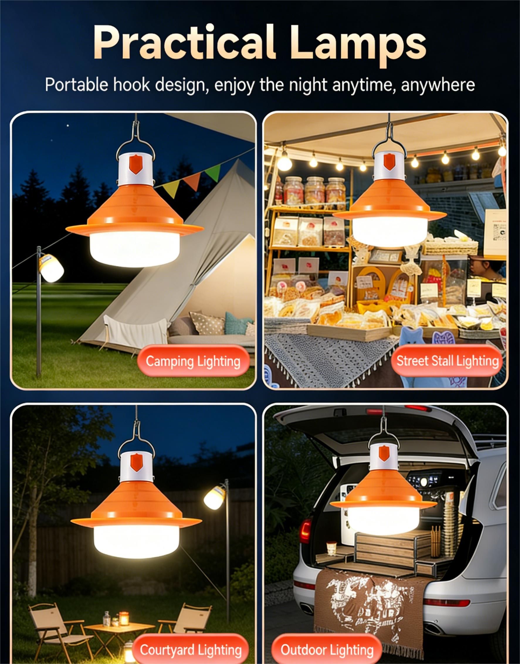 MODI Solar Light Bulb, LED Portable Outdoor Solar Powered Lamp LED Lighting for Camp Tent Night Fishing Emergency Lights Flash